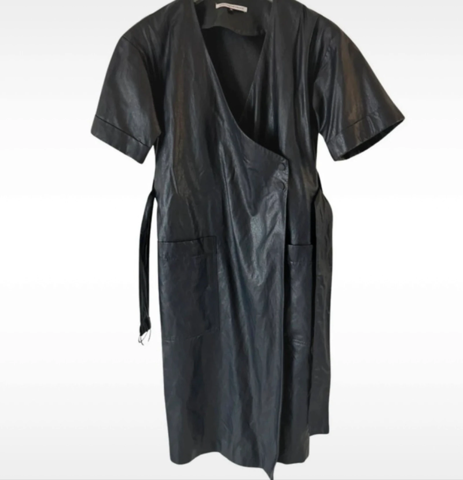 Adolfo Dominguez leatherlook wikkeljurk marineblauw S 36 – photo 4